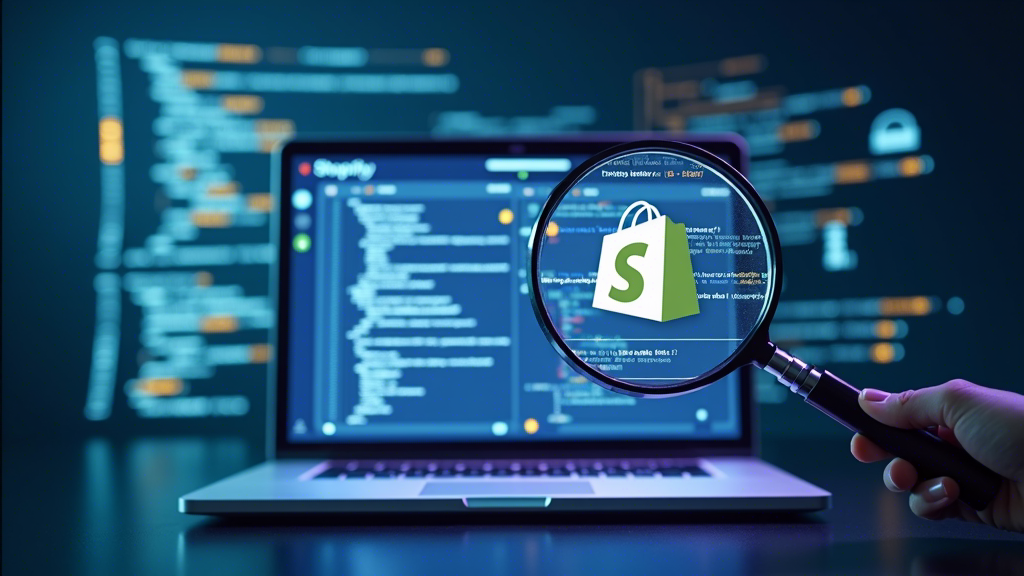 Illustration of a Shopify store interface being analyzed by a theme detector tool
