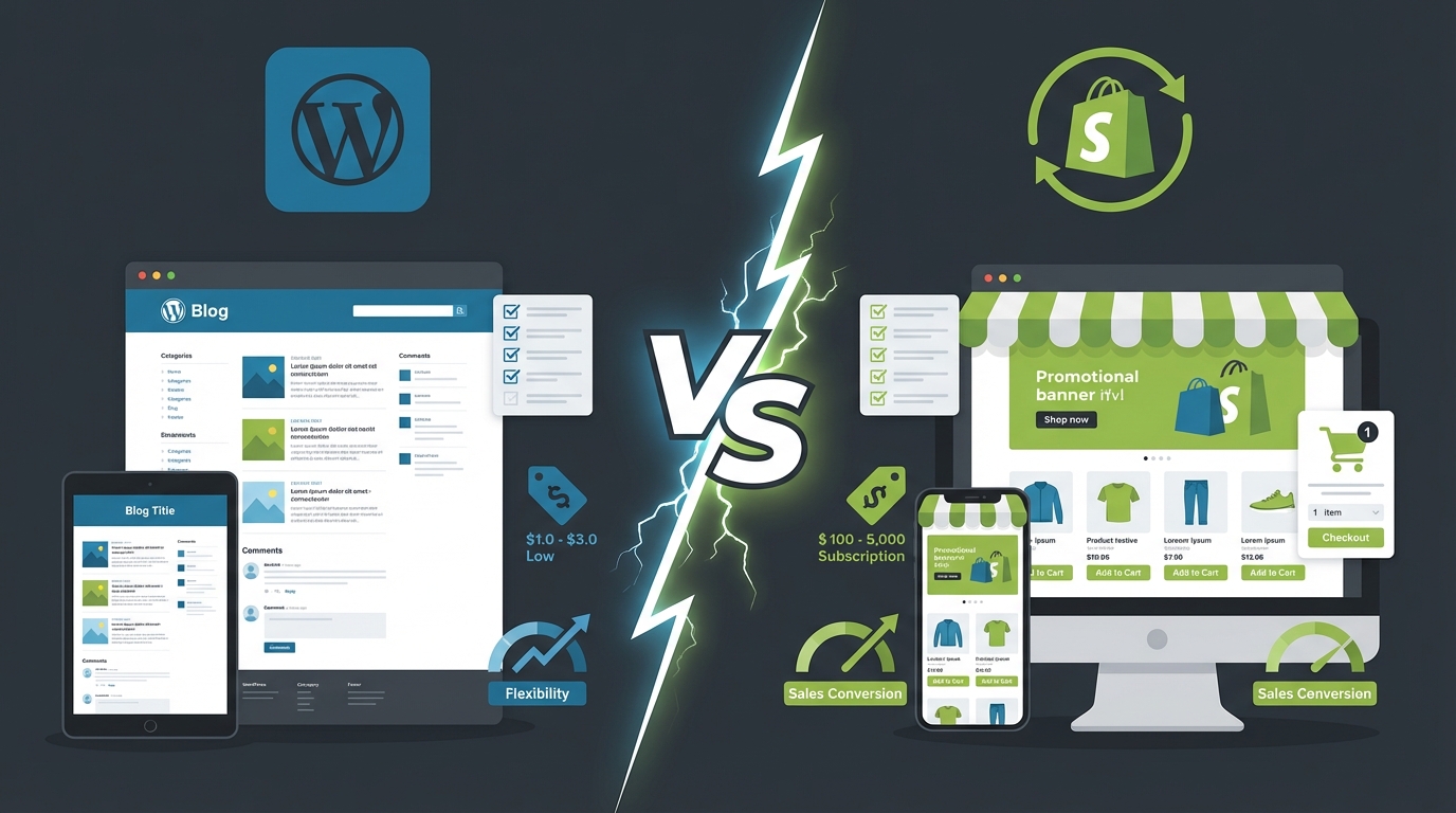 Comparison between WordPress and Shopify platforms Comparison between WordPress and Shopify platforms